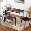 4-Piece Farmhouse Dining Table Set w/ 2 Black Spindle Chairs, Bench, Table - Thumbnail 1
