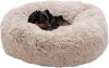 FurHaven 23" Calming Donut Dog Bed for Small Dogs & Cats, Round Plush Donut Design with Soft Filling for Snuggling Comfort, Removable Washable Cover, Small, Shaggy Faux Fur - Thumbnail 1