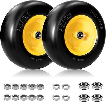 13x5.00-6 Flat Free Lawn Mower Tire and Wheel Smooth Tread Tire for Zero Turn Lawn Mowers - Lot 9609