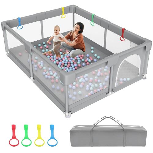 79"×71" Extra Large Baby Playpen, Big Playpen for Babies and Toddlers, Gap-Free, Climb-Proof Play Yard, Spacious Baby Play Pen with Zippered Door and Storage Bag - Lot 9612