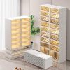 9-Tier Foldable Shoe Rack Organizer for Closet,36Pairs Collapsible Plastic Shoe Shelf,Large Shoes Cabinet with Door,Clear Stackable Storage Box Easy Assembly - Thumbnail 1