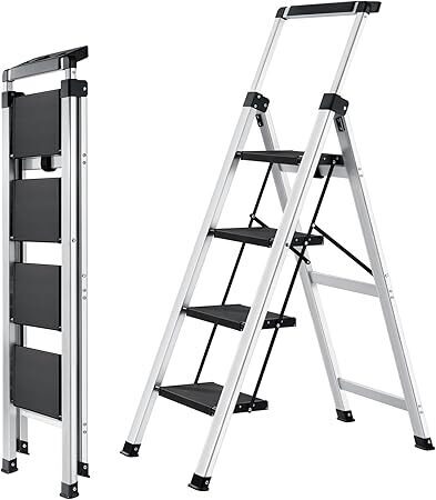 XinSunho 4 Step Ladder, Aluminum Folding Ladder - Lot 9625