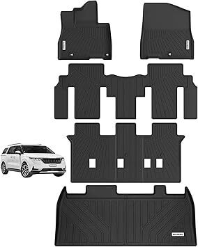 TPE Floor Mats for Kia Carnival 2022-2025 Black 2 Rows Compatible with LX Seat Package EX and SX Car Accessories Durable Mat Rug for Enhanced Fit and Protection - Lot 9639