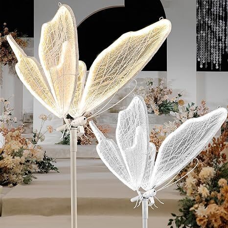 3-Color Butterfly Floor Lamp - Adjustable Wedding/Home LED Lighting, Ceiling Hanging & Standing Dual Use Decorative Lamp, 2 Pack 60cm - Lot 9640