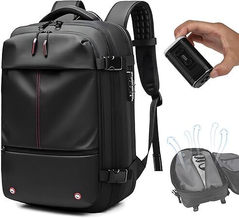 Vacpack Backpack, Air Backpack With Pump, 60L Expandable Backpack with Vacuum Compression, Anti Theft Vacpack Travel Vacuum Backpack (black) - Lot 9649