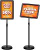 11x17 Inch Adjustable Pedestal Poster Sign Stand, Heavy Duty Floor Standing Sign Holder Stand Aluminum Snap Open Frame for Vertical and Horizontal View Sign Displayed (Black, Round) - Thumbnail 1
