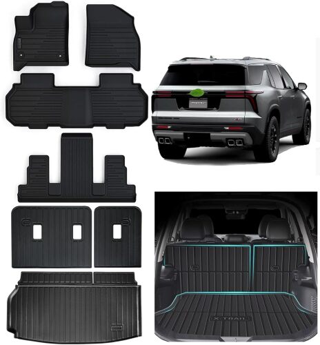 Floor Mats for 2024-2026 Chevrolet Traverse 7 Seats-2 Row Bucket Seat, TPE All Weather Trunk Mat Covering Backrest Mat for Chevy Traverse Mats Accessories - Lot 9665