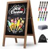 A Frame Chalkboard Sign, 40"x20" Extra Large Sidewalk Chalk Board, Wooden Standing ChalkBoards Set with Markers, Double-Sided Magnetic Blackboard for Cafés, Weddings, Party Guide, Brown - Thumbnail 1