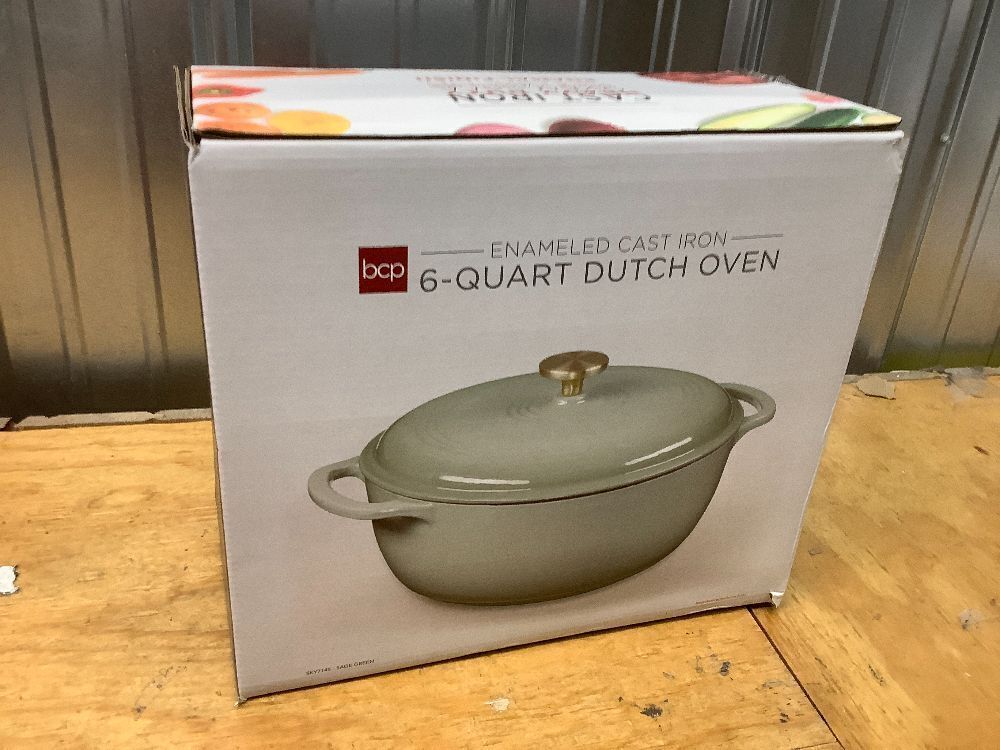 Cast-Iron Dutch Oven Kitchen Cookware w/ Enamel, Handles - 6qt - Image 2 - Lot 9729