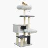 Catry Kasio 6 Level 54" High Modern Cat Tree with Laminated Wood Condo,Replaceable Scratching Posts,Removeable Washable Beds, Self Grooming Brush and Toys.(Light Gray) - Thumbnail 1