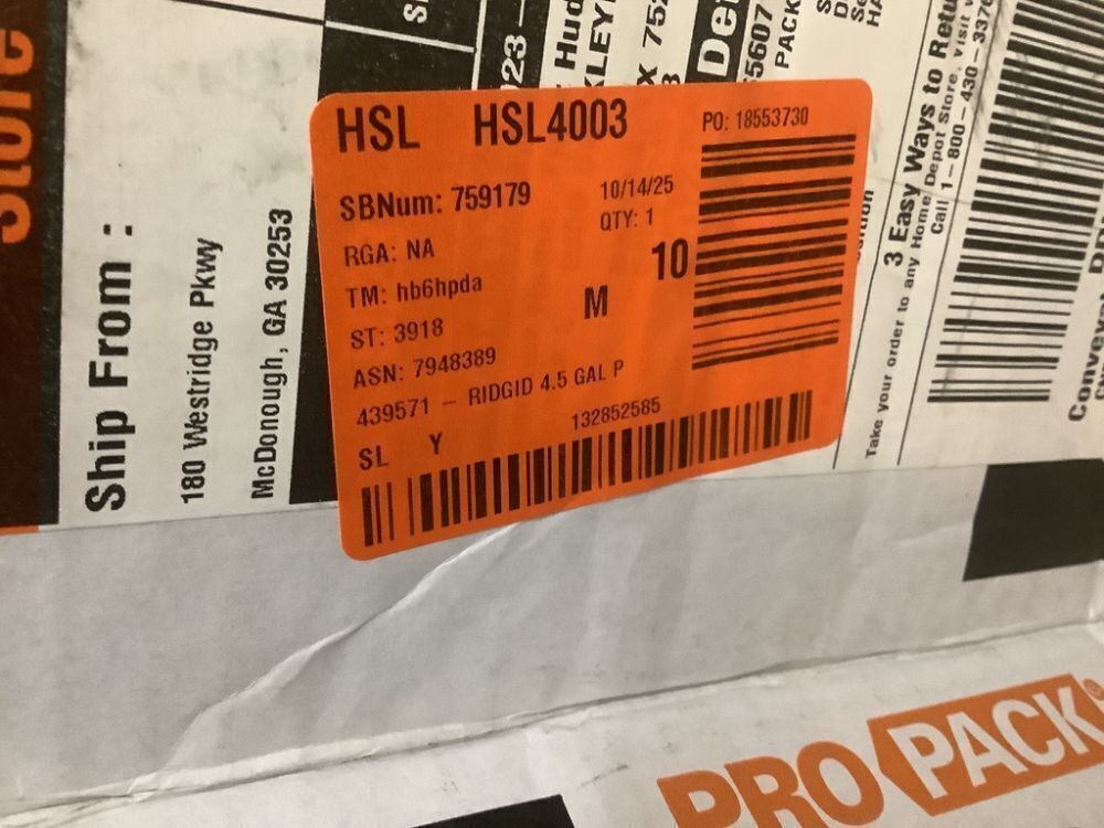 RIDGID 4.5 Gal. 5.0 Peak HP PRO PACK Shop Vacuum Wet Dry Vac with Fine Dust Filter, Expandable Hose and Accessories - Image 10 - Lot 89JF