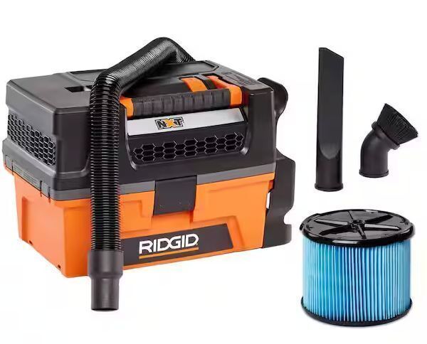 RIDGID 3 Gal. 5.0 Peak HP NXT Shop Vacuum Wet Dry Vac with Fine Dust Filter, Expandable Hose and Accessory Attachments - Image 1 - Lot 91JF