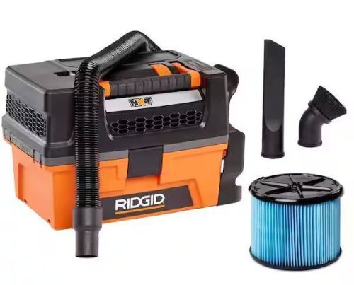 RIDGID 3 Gal. 5.0 Peak HP NXT Shop Vacuum Wet Dry Vac with Fine Dust Filter, Expandable Hose and Accessory Attachments - Lot 91JF
