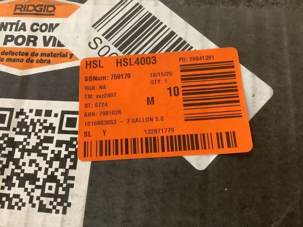 RIDGID 3 Gal. 5.0 Peak HP NXT Shop Vacuum Wet Dry Vac with Fine Dust Filter, Expandable Hose and Accessory Attachments - Image 4 - Lot 91JF