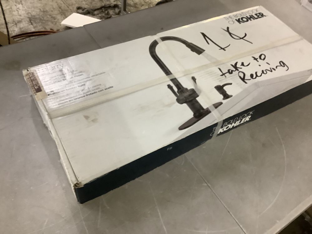 KOHLER Thierry Two Handle Pull-Down Sprayer Kitchen Faucet with Soap Dispenser in Oil-Rubbed Bronze - Image 2 - Lot 93JF