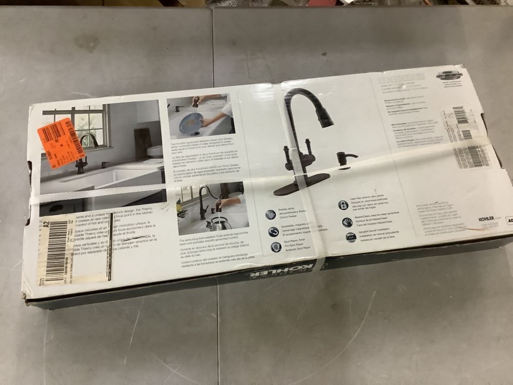 KOHLER Thierry Two Handle Pull-Down Sprayer Kitchen Faucet with Soap Dispenser in Oil-Rubbed Bronze - Image 4 - Lot 93JF