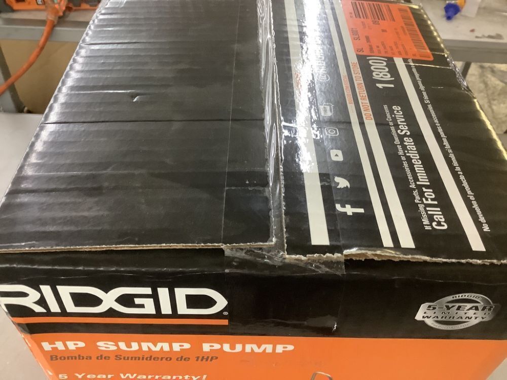 RIDGID 1 HP Stainless Steel Dual Suction Submersible Sump Pump - Image 3 - Lot 94JF
