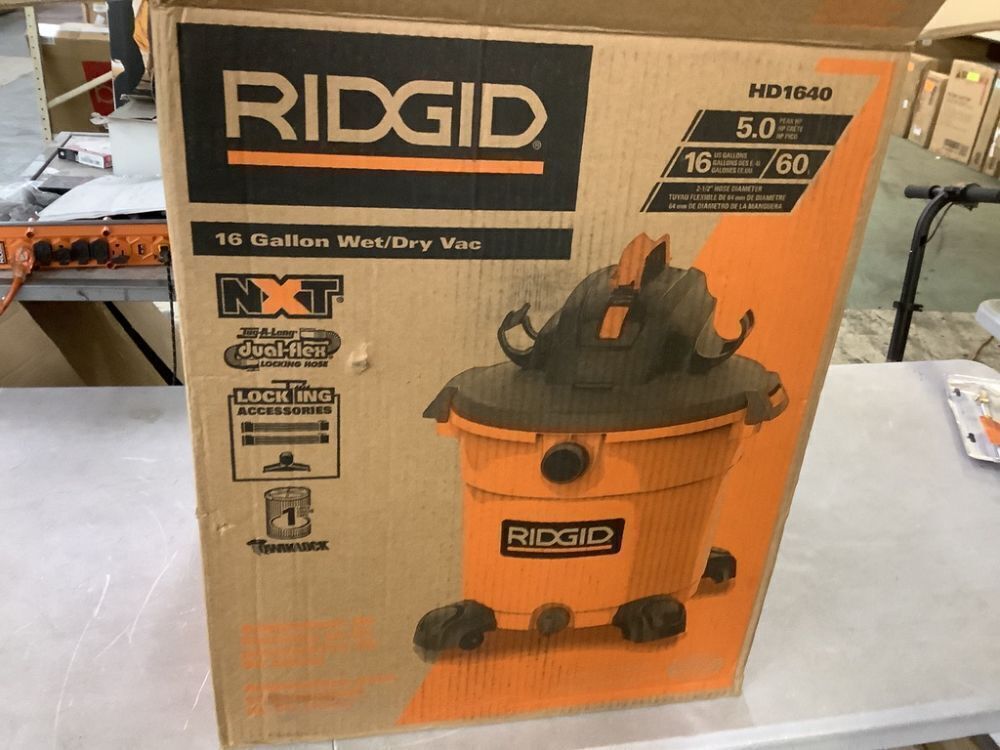 RIDGID 16 Gal. 5.0 Peak HP NXT Shop Vacuum Wet Dry Vac with General Debris Filter, Locking Hose and Attachments HD1640 - Image 2 - Lot 97JF