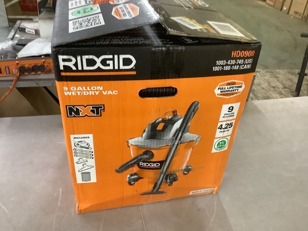 RIDGID 9 Gal. 4.25 Peak HP NXT Shop Vacuum Wet Dry Vac with General Debris Filter, Locking Hose and Attachments - Image 2 - Lot 99JF