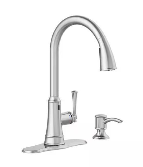 Glacier Bay Hemming Single-Handle Touchless Pull Down Sprayer Kitchen Faucet with Soap Dispenser in Spot Resistant Stainless Steel - Image 1 - Lot 131JF