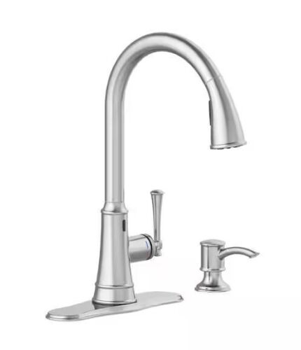 Glacier Bay Hemming Single-Handle Touchless Pull Down Sprayer Kitchen Faucet with Soap Dispenser in Spot Resistant Stainless Steel - Lot 131JF