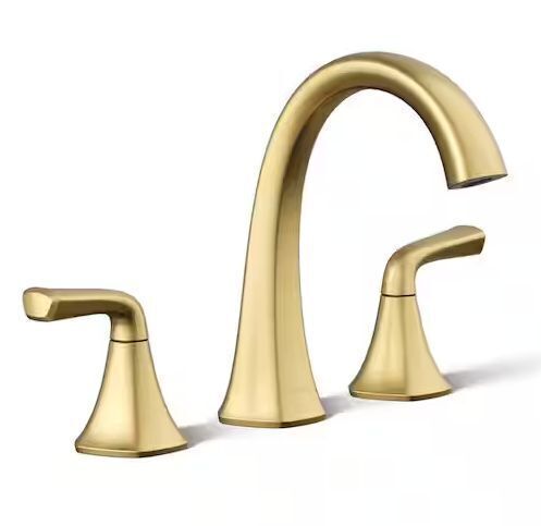 KOHLER Sundae 8 in. Widespread Double Handles Bathroom Faucet in Vibrant Brushed Moderne Brass - Lot 132JF