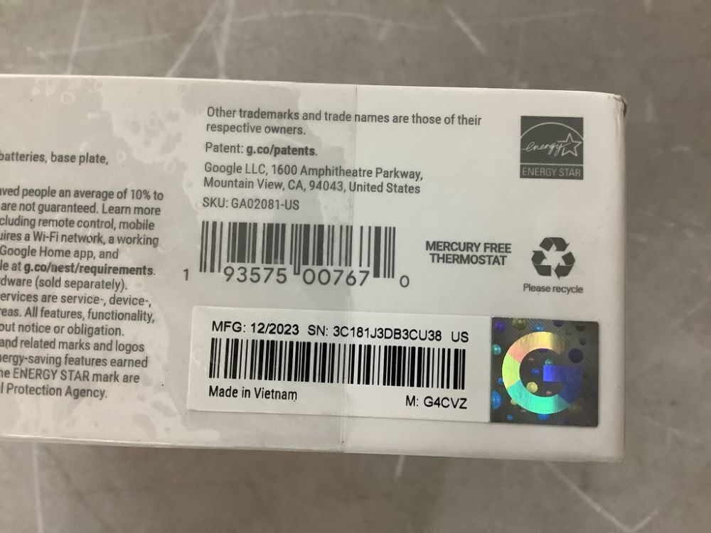 Google Nest Smart Programmable Wi-Fi Thermostat, Charcoal - Image 8 - Lot 133JF