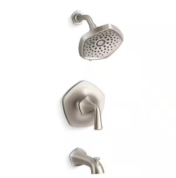 KOHLER Sundae Single-Handle 3-Spray Tub and Shower Faucet 1.75 GPM in Vibrant Brushed Nickel - Image 1 - Lot 147JF