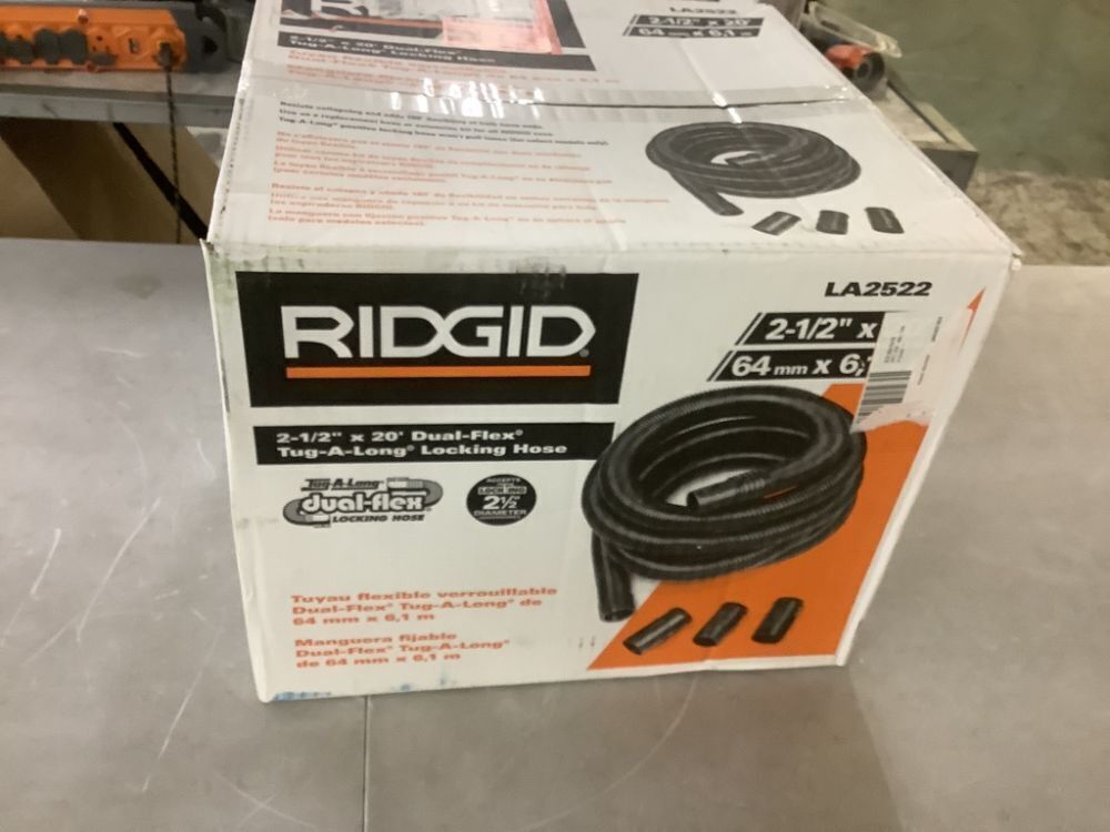 RIDGID 2-1/2 in. x 20 ft. LA2522 DUAL-FLEX Locking Vacuum Hose Kit for RIDGID Wet Dry Vacs - Image 2 - Lot 232JF