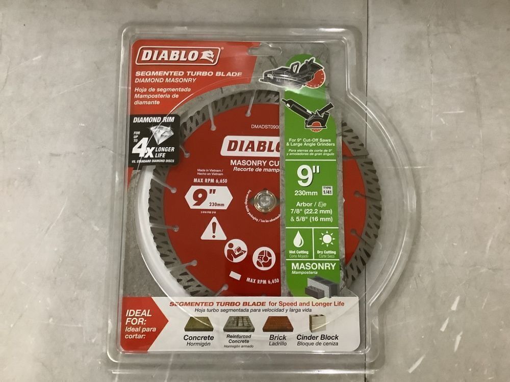 DIABLO 9 in. Diamond Segmented Turbo Cut-Off Discs for Masonry - Image 2 - Lot 238JF