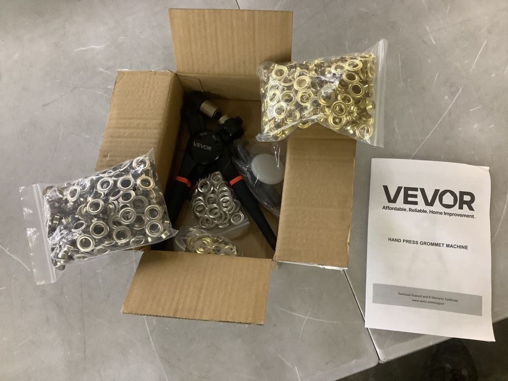 VEVOR 500-Piece Grommet Kit, 3/8 in. Metal Eyelets in Gold and Silver, w/ Press Pliers, Hole Punch - Image 2 - Lot 239JF