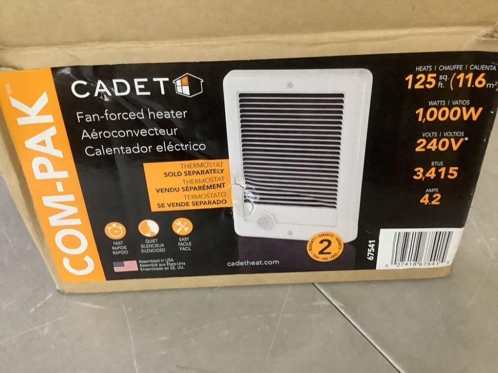 Cadet 240-volt 1,000-watt Com-Pak In-wall Fan-forced Electric Heater in White - Image 5 - Lot 240JF