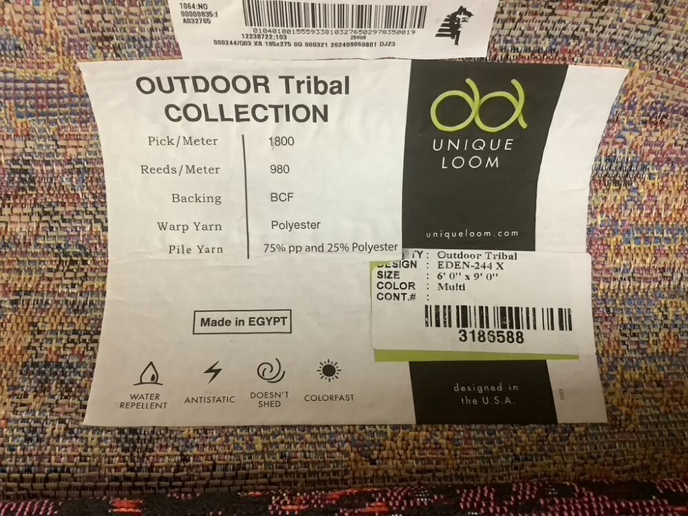 Unique Loom Outdoor Eden Area Rug 6' x 9' - Image 2 - Lot 260JF