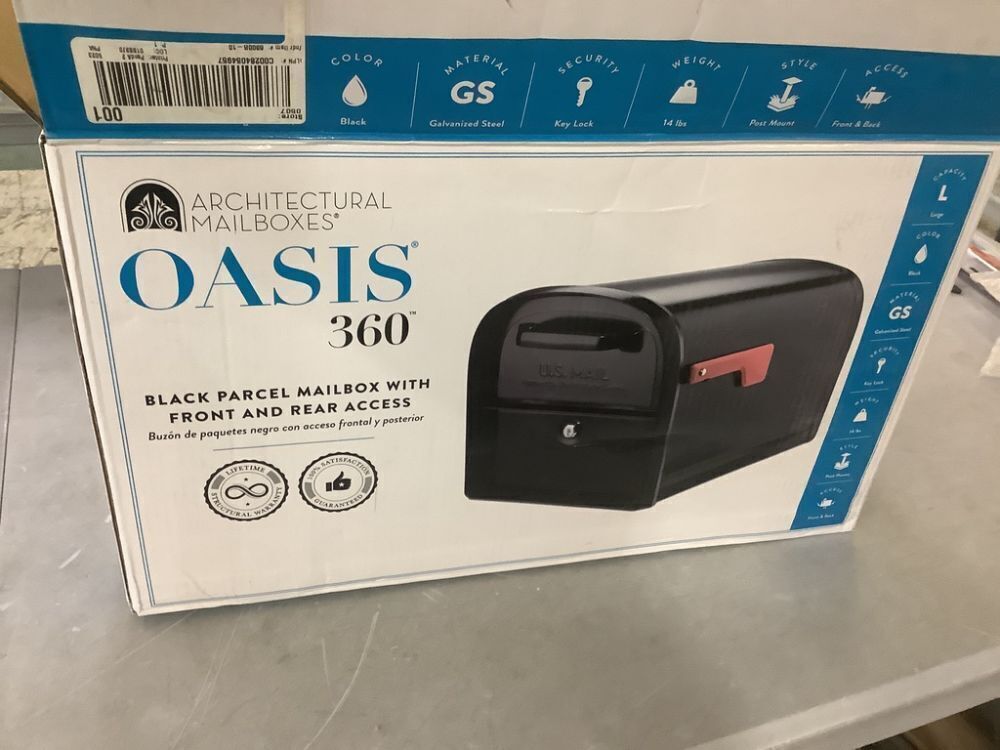 Architectural Mailboxes Oasis 360 Black, Large, Steel, Locking Parcel Mailbox with 2-Access Doors - Image 2 - Lot 334JF