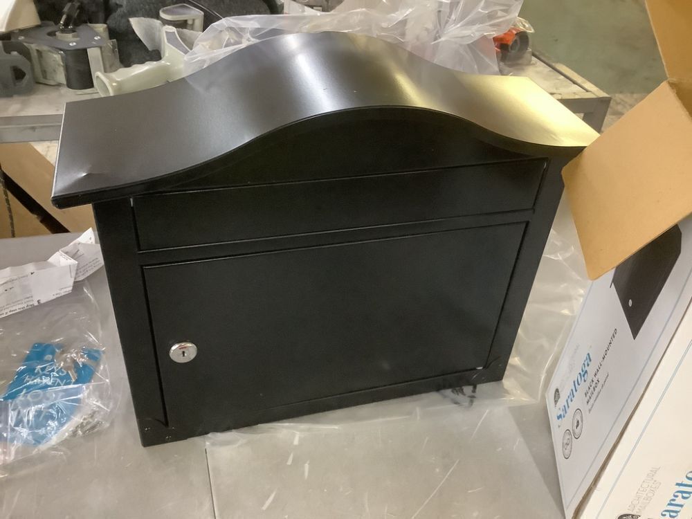 Architectural Mailboxes Saratoga Black, Medium, Steel, Locking Wall Mount Mailbox - Small Dent - Image 3 - Lot 341JF