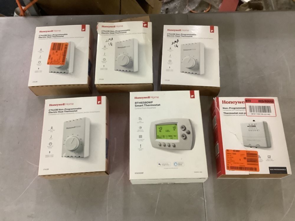 Lot of (6) Honeywell Thermostats - Uninspected - Image 1 - Lot 349JF