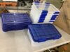 IRIS 4 Gal./16 Qt. Lockable Plastic Storage Tote, Clear with Blue Lid and Buckles (6-Pack) - Thumbnail 1