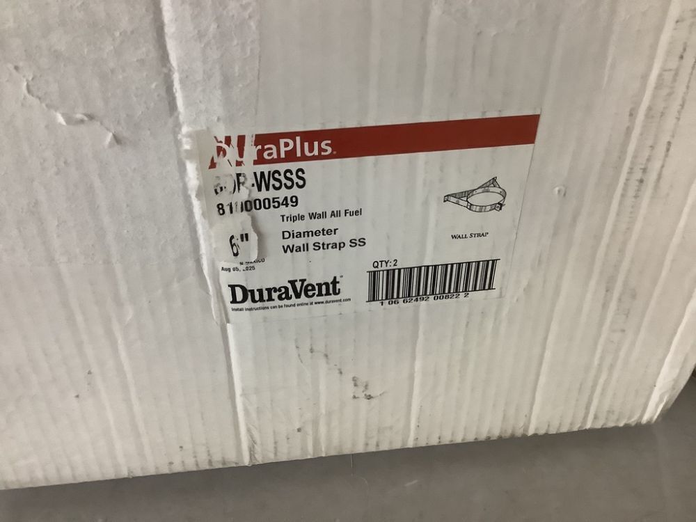 Lot of (2) DuraVent DuraPlus All-Fuel Chimney 6in. Diameter Wall Strap, 2 pack - Image 3 - Lot 445JF