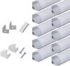 10-Pack 6.6ft V Shape LED Aluminum Channel System with Milky Cover, End Caps and Mounting Clips - Thumbnail 1