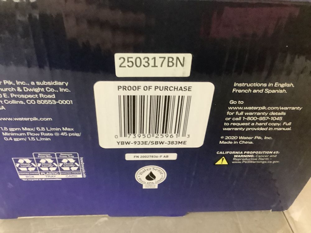 Waterpik 12-spray 5 in. High PressureDual Shower Head and Handheld Shower Head in Chrome - Image 3 - Lot 533JF