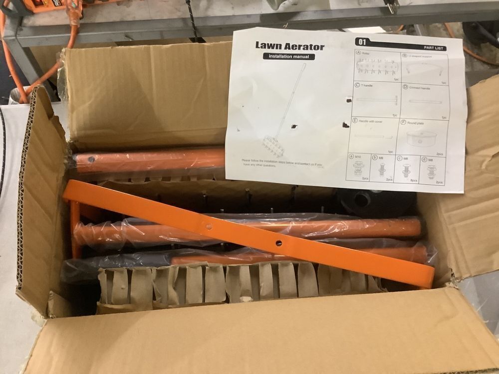 18 in. Manual Rolling Lawn 22-Tine W Spike Grass Aeration Tool - Image 2 - Lot 537JF