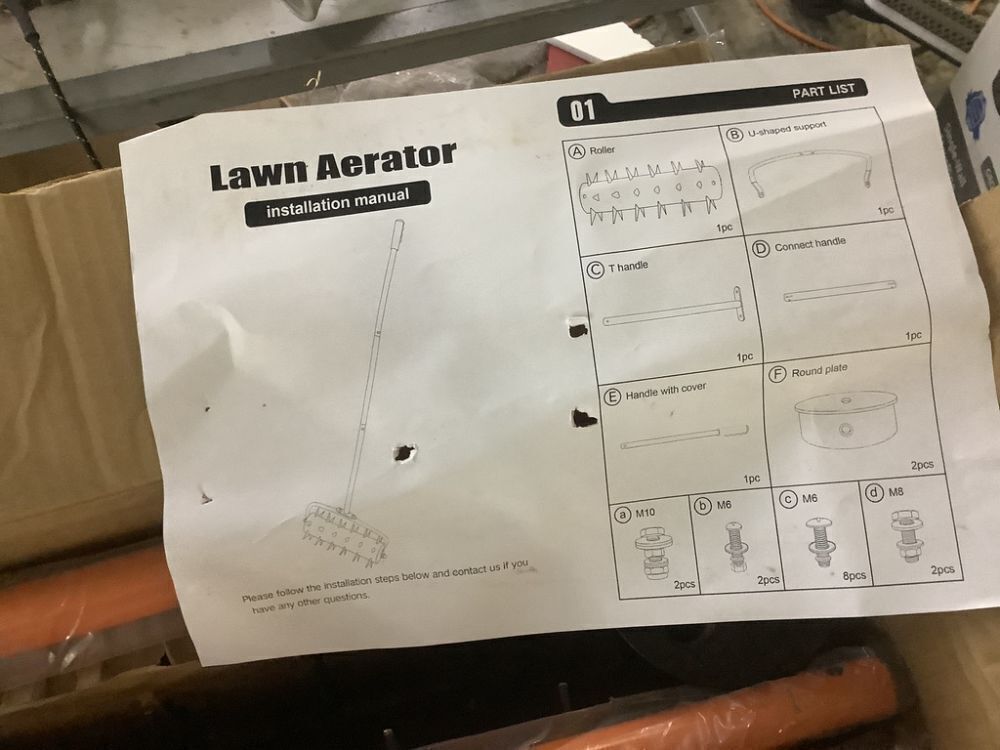 18 in. Manual Rolling Lawn 22-Tine W Spike Grass Aeration Tool - Image 4 - Lot 537JF