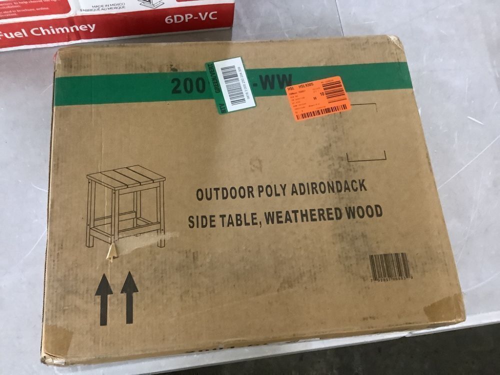 WESTIN OUTDOOR Mason 18 in. Weathered Wood Plastic Patio Adirondack Side Table - Image 2 - Lot 543JF