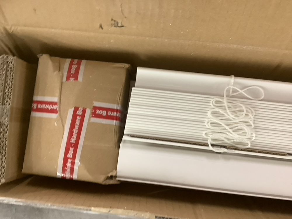 2.5" Cordless Faux Wood Blinds, White, 48.5" x 48" - Image 4 - Lot 553JF