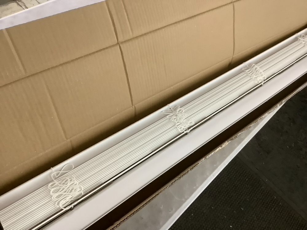 2.5" Cordless Faux Wood Blinds, White, 48.5" x 48" - Image 5 - Lot 553JF