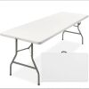 Portable Folding Plastic Dining Table w/ Handle, Lock - 8ft - Thumbnail 1