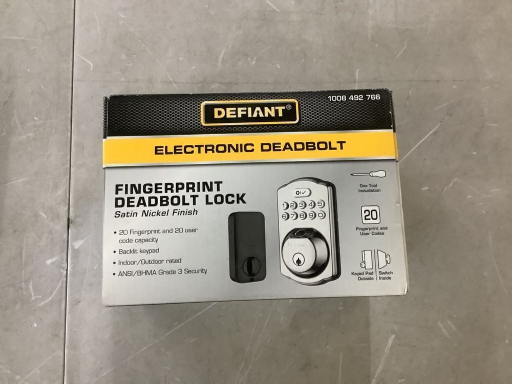 Defiant Single Cylinder Castle Electronic Deadbolt Satin Nickel with Biometric Fingerprint and Keypad - Image 2 - Lot 636JF