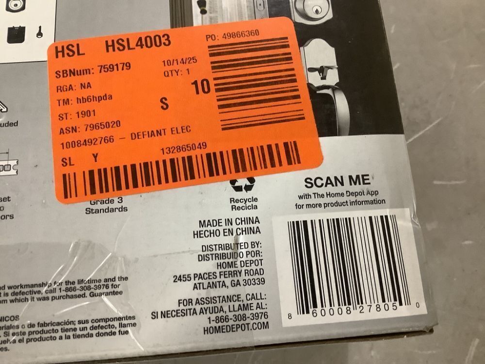 Defiant Single Cylinder Castle Electronic Deadbolt Satin Nickel with Biometric Fingerprint and Keypad - Image 4 - Lot 636JF