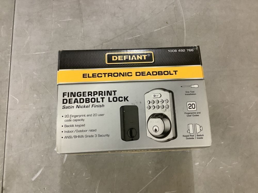 Defiant Single Cylinder Castle Electronic Deadbolt Satin Nickel with Biometric Fingerprint and Keypad - Image 2 - Lot 638JF