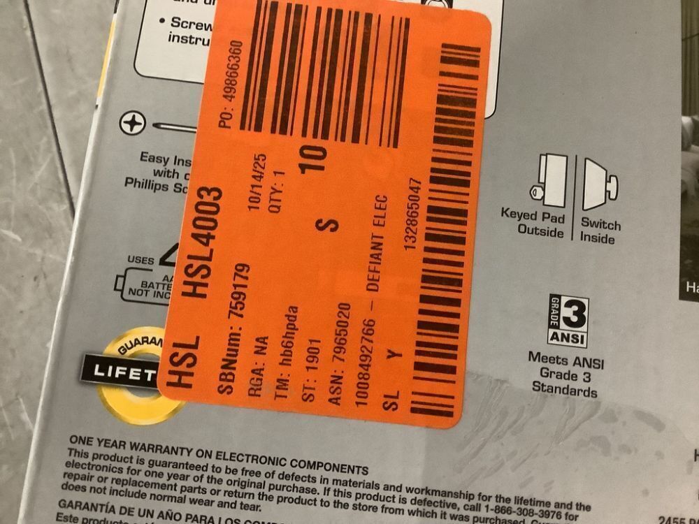 Defiant Single Cylinder Castle Electronic Deadbolt Satin Nickel with Biometric Fingerprint and Keypad - Image 6 - Lot 638JF